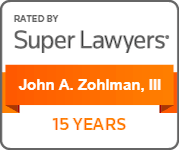 Rated By Super Lawyers | John A. Zohlman, III | 15 Years